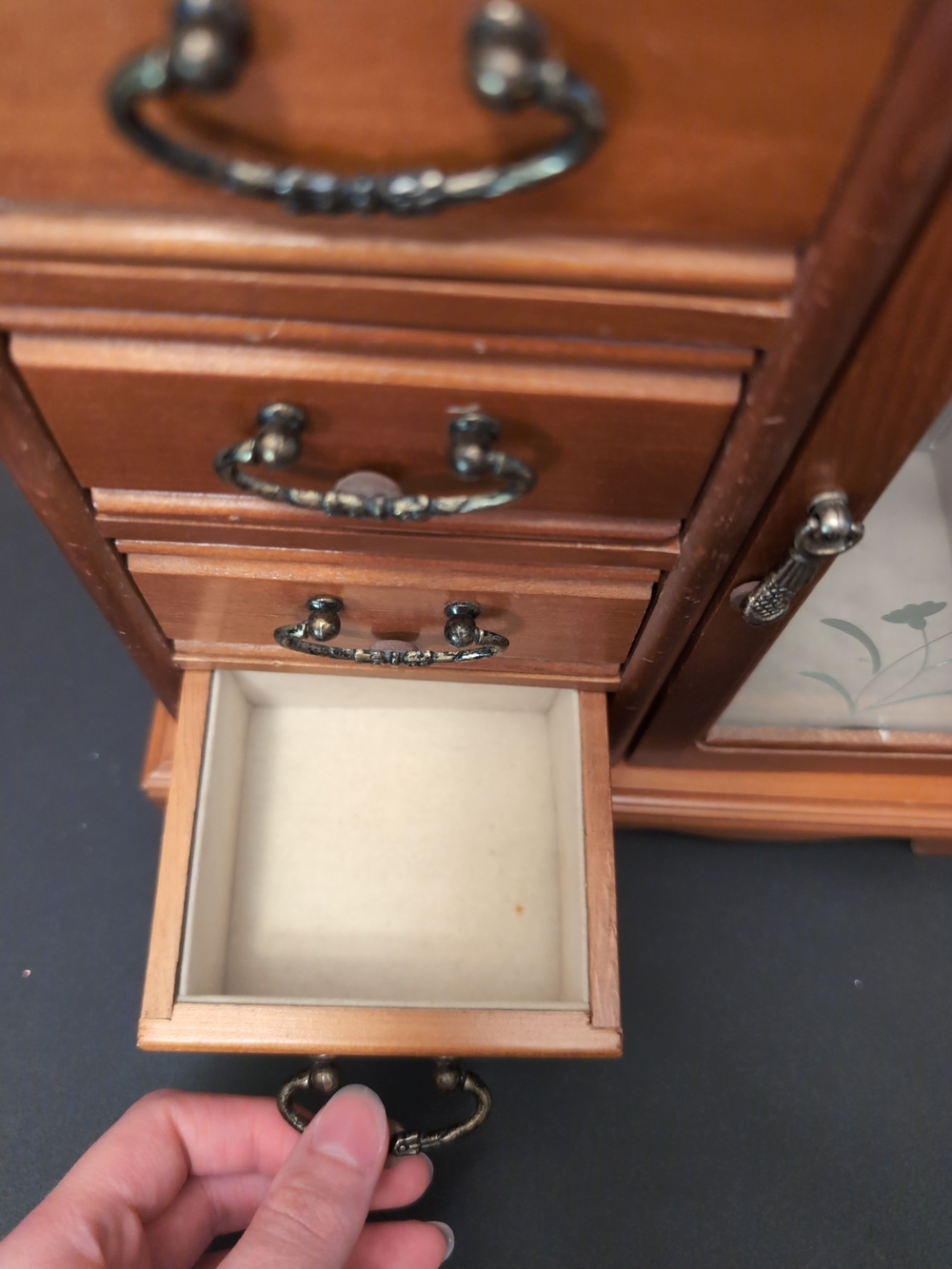 Wood Finish Jewelry Armoire with Glass Door - Brown - Picture 7 of 14